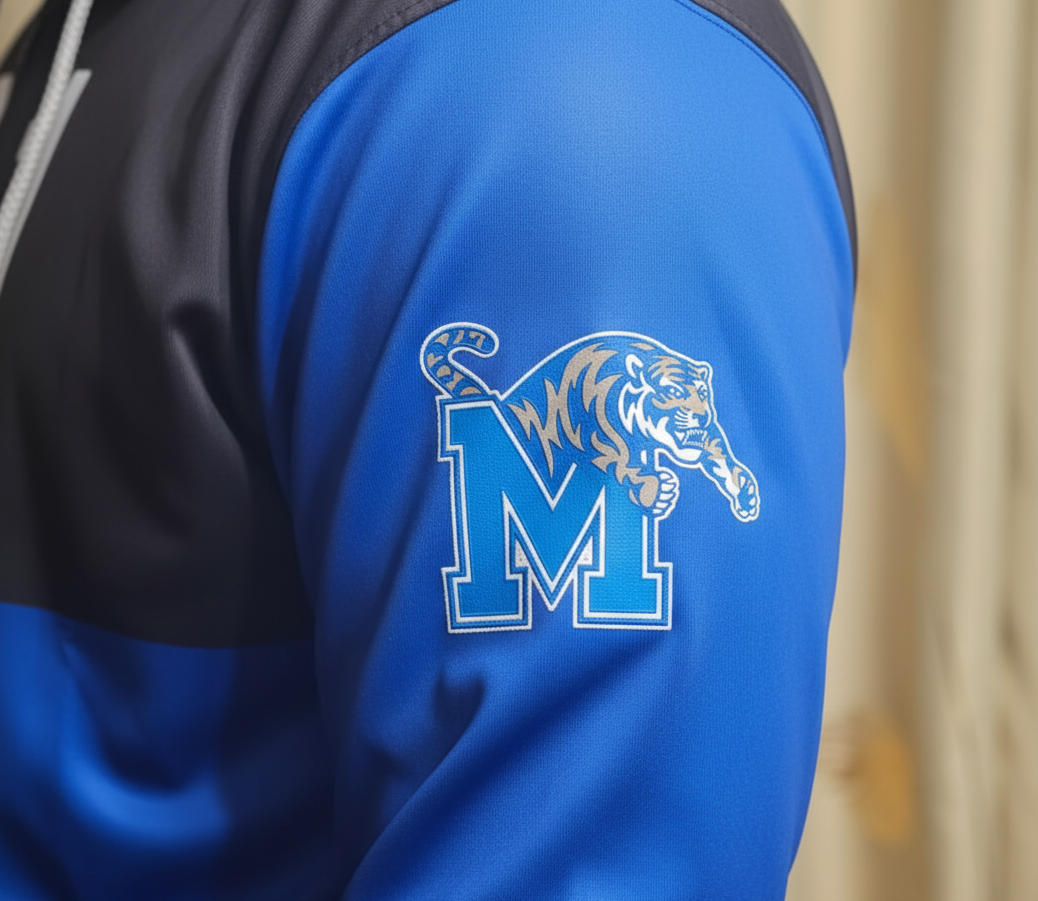 Memphis Tigers White/Blue Zip-Up Hoodie
