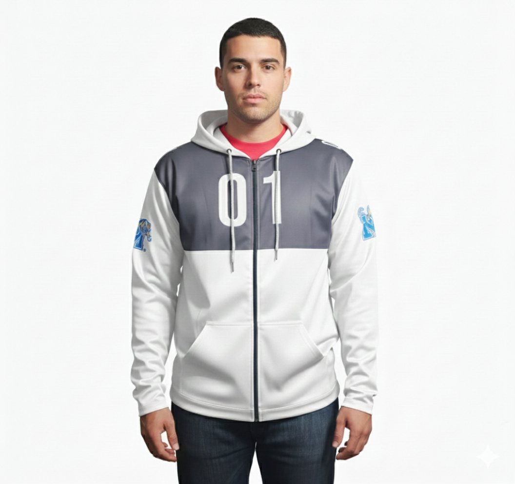 Memphis Tigers White/Gray Zip-Up Hoodie