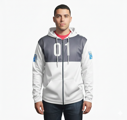 Memphis Tigers White/Gray Zip-Up Hoodie
